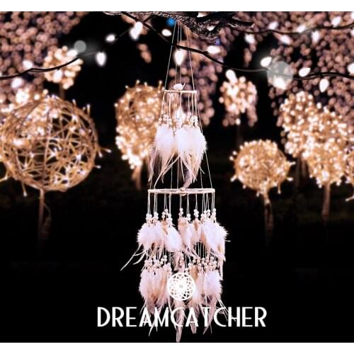 Bedroom Dreamcatcher Decorations Shine Star Light Feathers Wedding Accessories Kids Room Decor nordico decoracion hogar T41