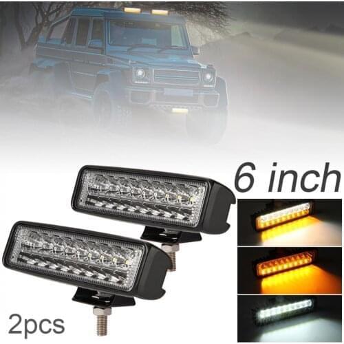Ultra Bright 6 Inch 54W White+Yellow LED Work Light Bar Waterproof Warning Light for Driving Offroad Car Tractor Truck 4x4 SUV