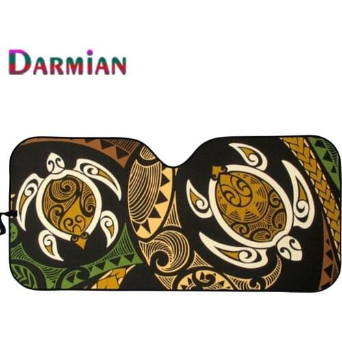 Hawaiian Yellow Sea Turtle Swirl Pattern Design Universal Car Front Windshield Covers UV Protect Foldable Windshield Sun shade