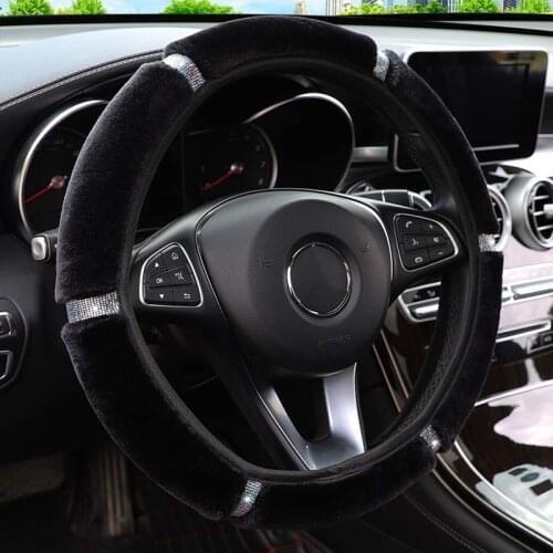 Universal Soft Plush Rhinestone Car Steering Wheel Cover No inner ring Car Steering Wheel Cover Interior Accessories