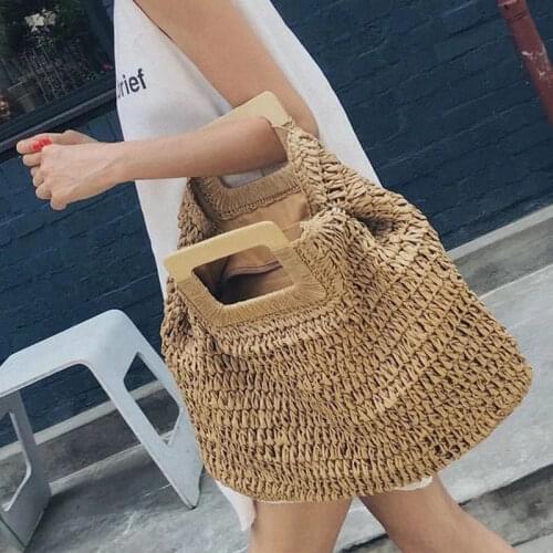 Handbag Vintage Bohemian Straw Bag for Women 2021 Summer Large Capacity Beach Handbag Rattan Handmade Kintted Travel Bags Bolsas