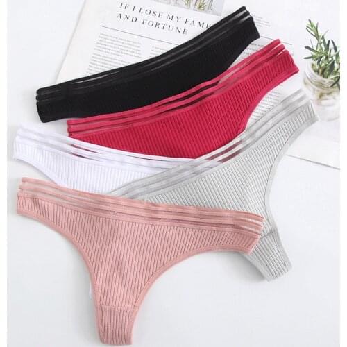Thongs Women Female Solid Color Underpants Briefs Womens Underwear Sexy Lingerie Panties G-String Girl Pantys Lingerie1Pcs/set