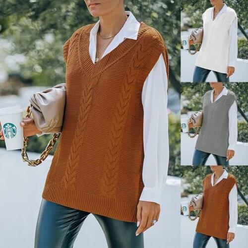 Sweaters For Women Fashion Vests 2021 Sweater Vests Pullover Casual Sleeveless Knitted Female Vest Vintage Sweater Vest жилет