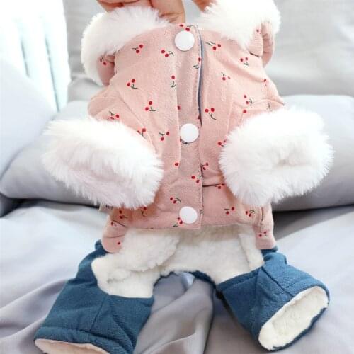 Winter Dog Outfit Thicken Warm Dog Clothes Jumpsuit Coat Jacket Puppy Overalls Yorkshire Pomeranian Poodle Bichon Costume