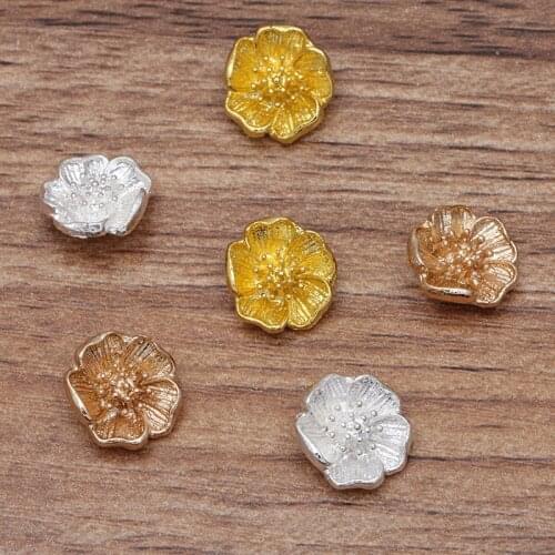 100 PCS 11mm Gold Silver Color Flowers Metal Alloy Connectors Charm DIY Accessories For Jewelry Making