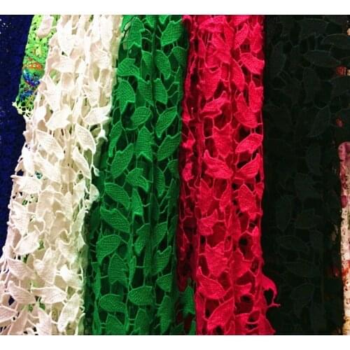 2yards High Quality Nigerian Latest Lace Fabrics For Wedding Red Green African Embroidered Fabric French Guipure Lace Dress