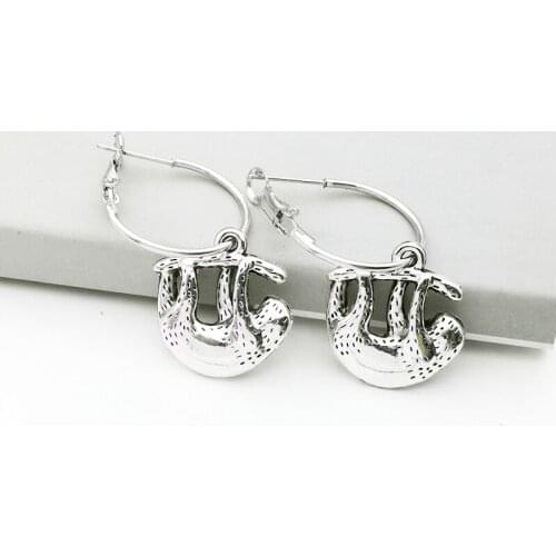 2020 Fashion Cute Earrings Sloth Pendant Charm Jewelry Animation Earring Gift for Women Small Hoop Earrings Accessoires