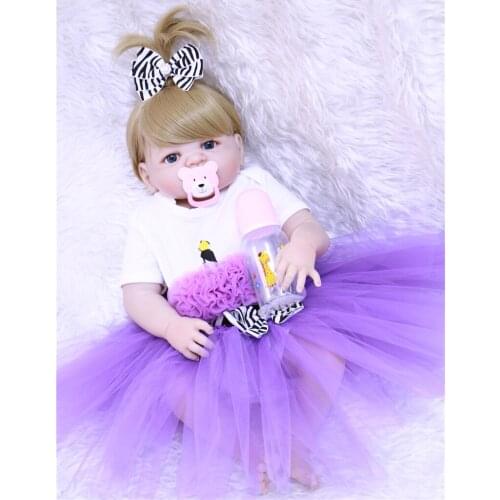 22'' bebe alive reborn bonecas blond hair girl dolls Full Body silicone dolls children gift fashion dolls
