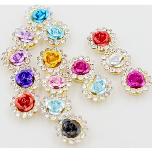 30pcs/Lot Size11.8mm Sunflower Claw Drill 6 Holes Hand Seam Rose-shaped Glass Claw Drill DIY Jewelry Clothing Button Accessories