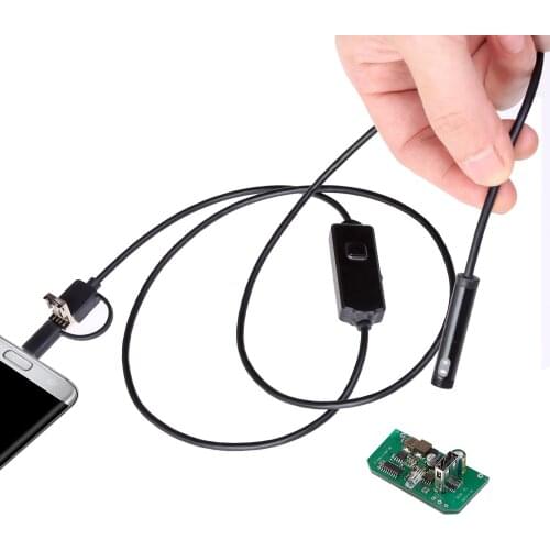 720P 3IN1 Dual USB Endoscope Camera 2m 5m 10m Hard Cable Snake Inspection Camera 8mm 6 LED Borescope for Android PC Endoscope
