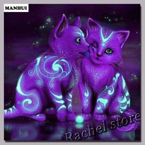 Diamond Embroidery Diy Diamond Painting Cross Stitch Kits Diamond Mosaic Purple cat Full Square Diamond Embroidery DS264