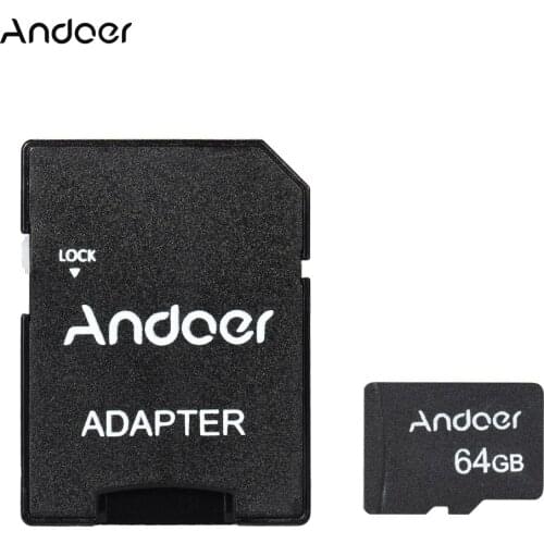 Andoer 64GB Class 10 Memory Card TF Card + TF Card Adapter for Camera Car Camera Cell Phone Table PC Audio Player GPS