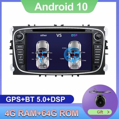 2 Din Android 10.0 DSP Car Multimedia Player Radio GPS Auto For Ford focus 2 Mondeo S-MAX C-MAX Galaxy Transit Tourneo DVD 64G