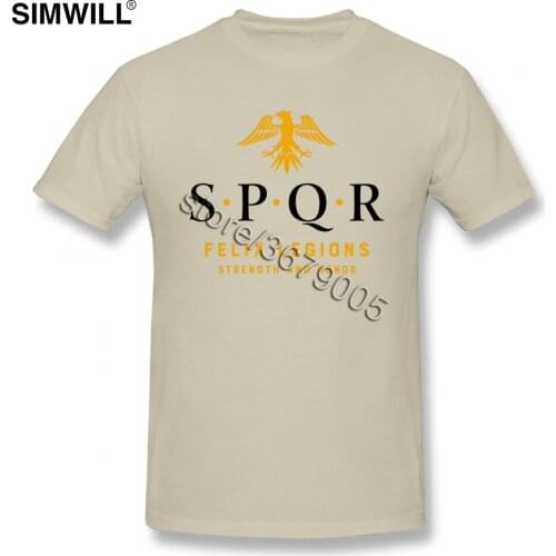 Brand Tees Mens Pure Cotton SPQR Roman Empire Army Tshirts Short Sleeve O Neck Byzantine Eagle Symbol Flag Leisure T Shirt