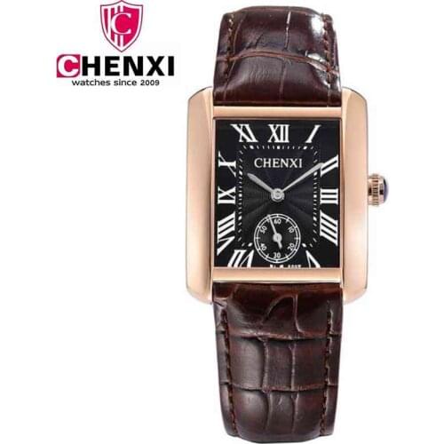 CHENXI Brand Casual Couple Watch Gold Square Quartz Small Dial Work Watches For Men Women With Quality Leather strap PENGNATATE