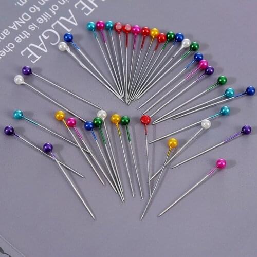 40Pcs/Lot 35mm Round Pearl Steel Head Dressmaking Pins Decorating Sewing Pin Craft Faux Pearl Corsage For Clothes