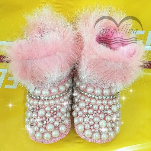 New Baby shoes Warm Winter baby Snow Boots baby shoes first walker soft boots Pink pearl baby shoes buling 0-18month