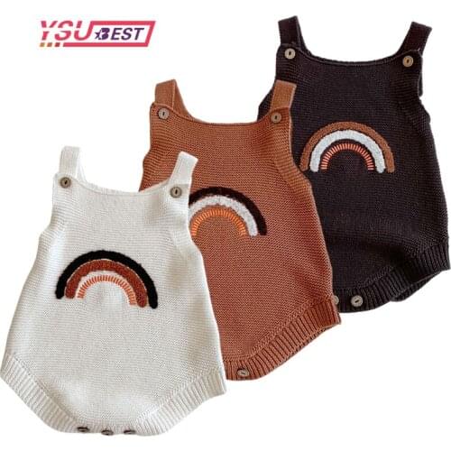 Baby Bodysuits Clothes Fashion Solid Knitted Newborn Rainbow Body Suits Tops Infant Boys Girls Jumpsuits Outfit One Piece Wear