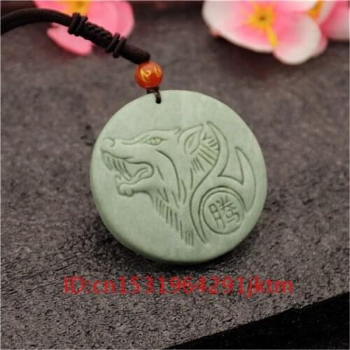 Double-sided Amulet Accessories Jade White Wolf Men Chinese Necklace Fashion Pendant Natural Totem Charm for Gifts Jewelry