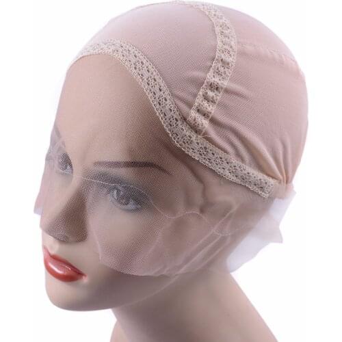 Beige Color Lace Front Wig Cap For Making Wigs With Adjustable Strap Glueless Weaving Cap Wig Caps