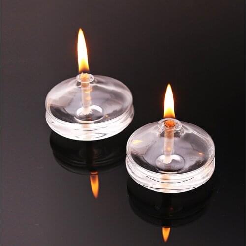 Macaron Shaped Oil Lamp Set of 2 - Glass Oil Candle Macaron Decor Ellipse Accessory Clear Oil Lamp Kerosene Light