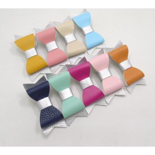 18pcs/lot Trendy Leather Bow Hair Clip Fashion Girls Pink Hair Grip Silver Pretty Girls Barrette Orange Princess Hairpin Gift
