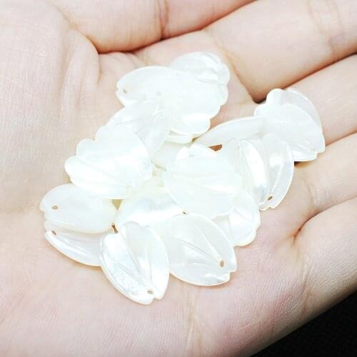 Fashion Leaf Shape Natural Shell Beads Colors White Lt Yellow And Pink DIY Jewelry For Bracelet Necklace Sold Per PC 13x16x2mm