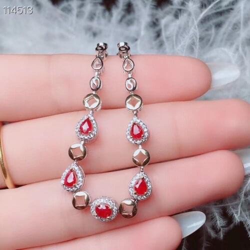 New Design Natural and Real Fashion Ruby Bracelet 925 Sterling Silver Ruby Bracelet Birthday Best Gift