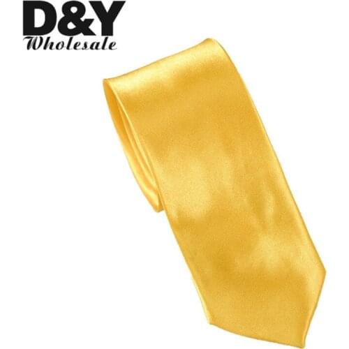 Casual Classic 5cm/2inch wide "Gold" Solid Color Fashion Necktie Polyester Woven Classic Men`s Jacquard tie Gift Cravat Party