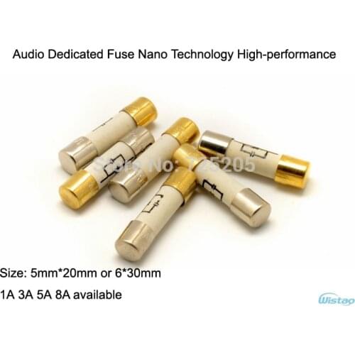 HIFI Audio Dedicated Fuse Nano Technology 5mm*20mm / 6*30mm 1A 3A 5A 8A Ceramic Casing Golde Plated End Caps DIY