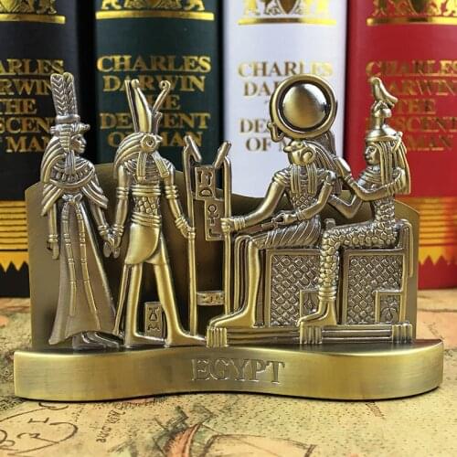 WU CHEN LONG European Retro Egypt Pharaoh Art Sculpture Iconic Building Statue Figurine Metal Crafts Decorations For Home R3731