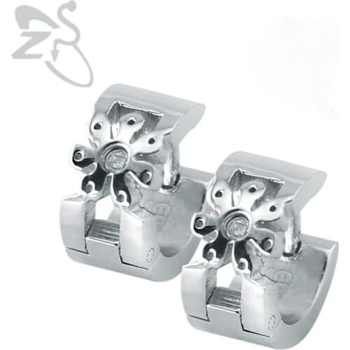 Hoop Earrings For Women Round Small Earrings Fashion Jewelry Flower Circle Brincos Stainless Steel Pendientes Piercing Jewelry