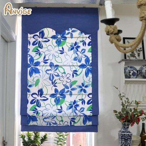 Pastoral Style Cotton Fabric Roman Blinds Roller Shutter Window Shade Customized Curtains For Living Room