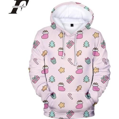 Christmas Western traditional festival Santa Claus pattern print Hooded sweatshirt kpop Casual Hip hop Hoodies Clothes