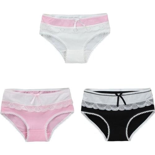 3pcs/Lot Girls Panties Lace Girl Underwear Children Cotton Lingerie Underpants for 12-18 Years