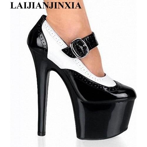 LAIJIANJINXIA Sexy 17cm High Heels Dancing Pumps Night Club Party Queen Dance Shoes Platform Pumps Women Dress Dance Pumps Shoes