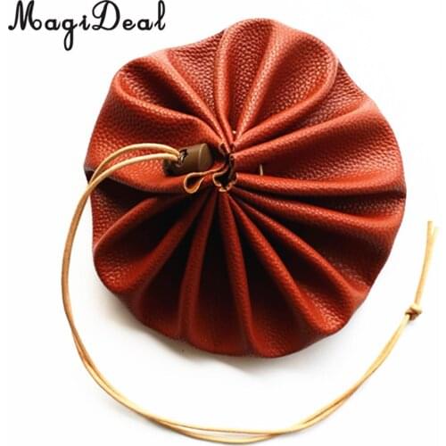 High Quality 15' Durable Large PU Leather Drawstring Tinder Pouch Bushcraft Survival Camping Gift Hiking Travell Accessories