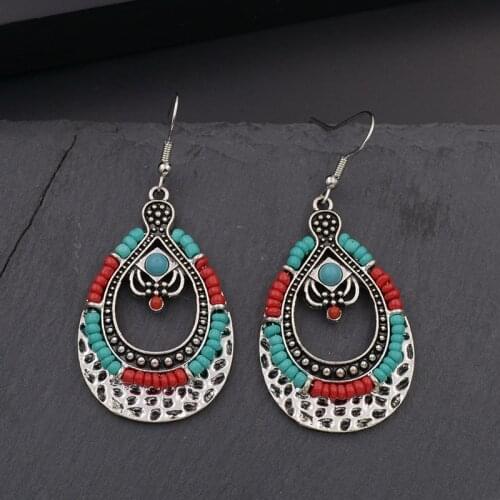 WELLMORE bohemia earrings zinc alloy stone drop earrings for women fashion Jewelry gifts wholesale Dropshipping