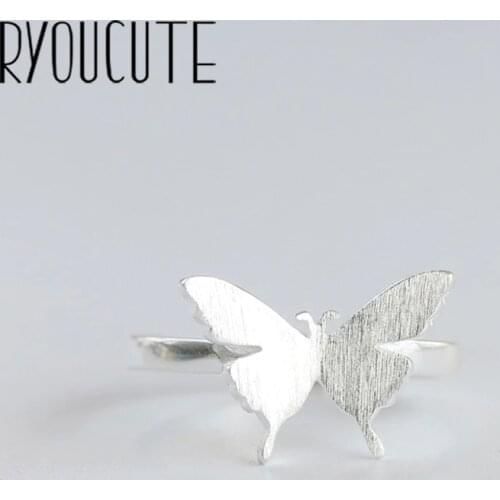 Romantic Style Silver Color Butterfly Finger Rings for Women Fashion Adjustable Antique Rings joyas de plata Ladies Gifts