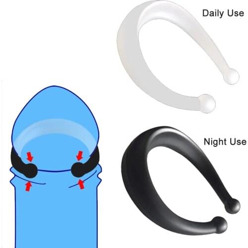 2PCS/Set Sex Toys for Men Male Foreskin Corrector Resistance Ring Penis Rings Delay Ejaculation Daily/Night Silicone Cock Ring