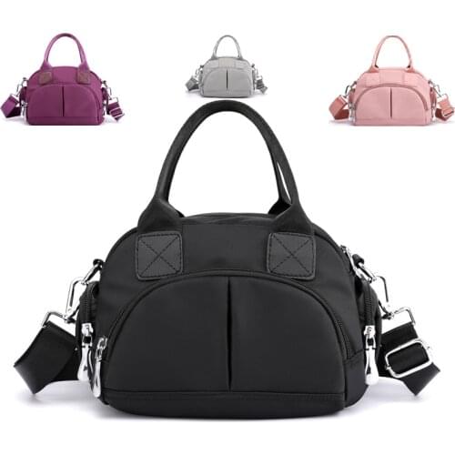 2021 Womens Shoulder Bag Handbag Lightweight Nylon Ladies Small Round Crossbody Bags Teens Girls Summer Tote Handle Bag Purse