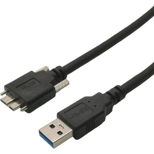 5Gbps Micro B USB 3.0 Micro B Cable Wire With Panel Mount Screw Lock Connector Cord Prevent Come off 0.6m