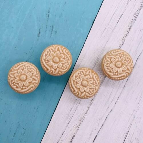8Pcs Solid Ceramic Cabinet Knob Round Shape 34mm Drawer Cupboard Handle Pull Knobs Beige