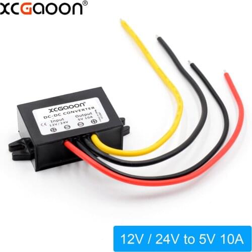 XCGaoon DC DC Converter Adapter input DC 12V 24V ( Voltage Range 8V-40V ) Output 5V 10A 50W Step Down Car Power Supply