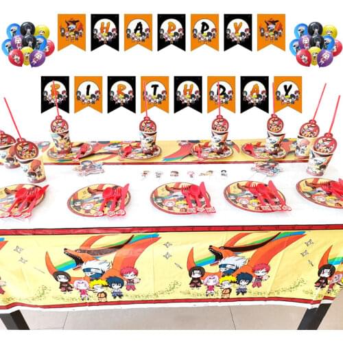 Cartoon Ninja Uzumaki Sasuke Kakashi Theme Birthday Party Decoration Supplies Paper Cup Plate Gift Bags Baby Shower Kids Favors