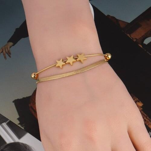 Fashion Women Stainless Steel Bracelet Double Bracelet Heart Shaped Bracelet Female Charm Bracelet For Women Jewelry Bracelet