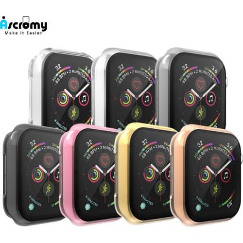 Ascromy For Apple Watch Series 4 Case Silicone Soft Protective Full Cover For iWatch 4 40 44mm Rose Gold Silver Pink Accessories