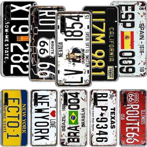 Retro License Plate Number 66 Phone Case For Huawei P30 P40 P20 P10 Mate 20 10 30 Lite Pro P Smart Z Plus Printing Cover Coque S