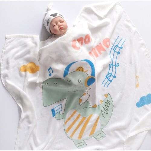 2-Layer Bamboo Fiber Baby Blanket Soft And Breathable Baby Blanket Cartoon Single Flower Children Bath Towel