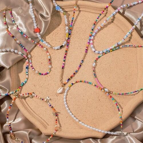 EN Vintage Punk Chains On The Neck Choker Pendant Necklace For Women Colorful Bead Chain Necklaces Party Boho y2k Jewelry Gift